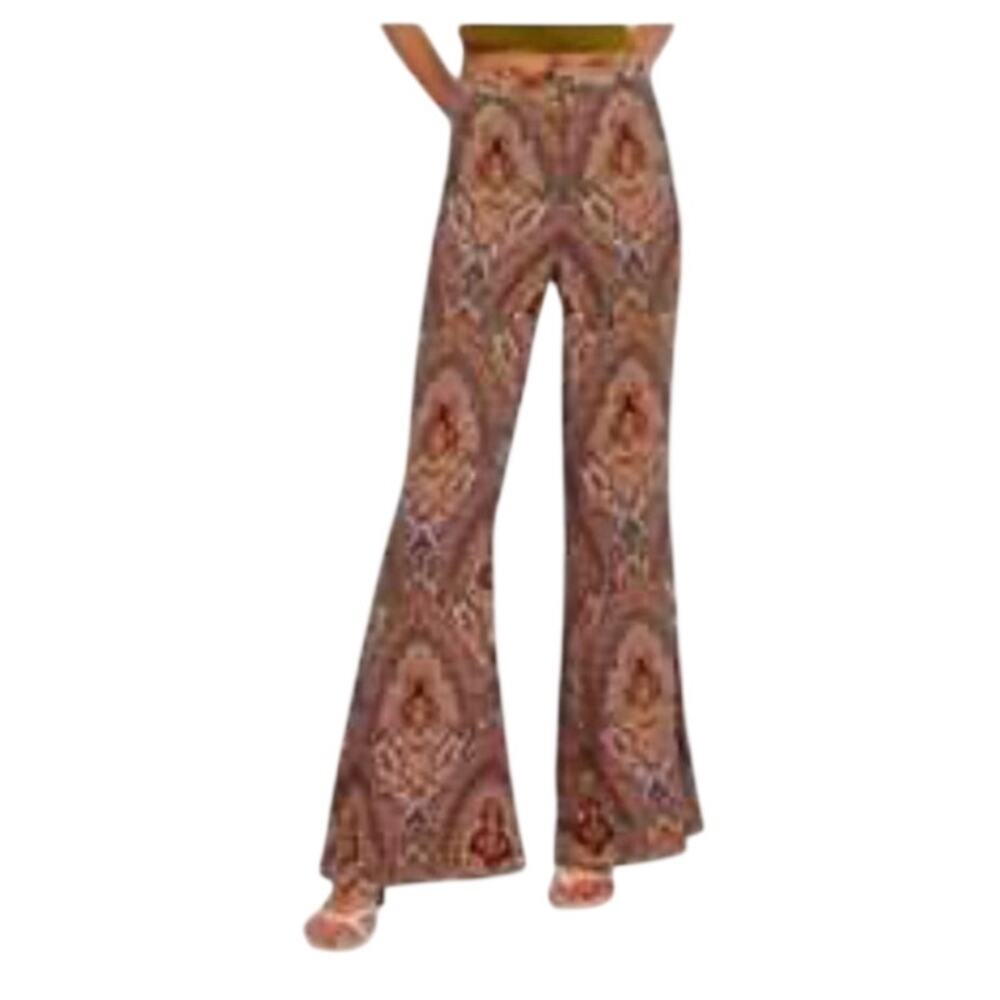 Zara Boho Flare pants Paisley style sz Large NWT